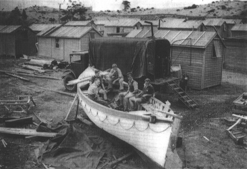 A lifeboat from the Niagra, salvaged by workers