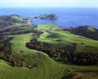 Aerial view, showing two gun-pits